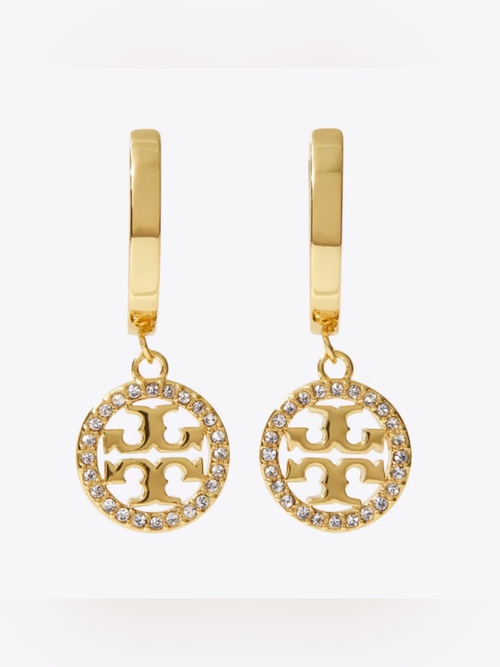 Tory Burch Miller Pave Hoop Huggie Icon Earring Earrings in Gold - Picture 4 of 5